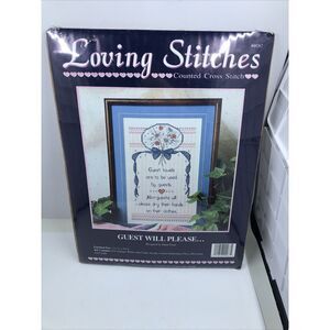 Loving Stitches Counted Cross Stitch    Guest Will Please.. 13.5”W x19"H